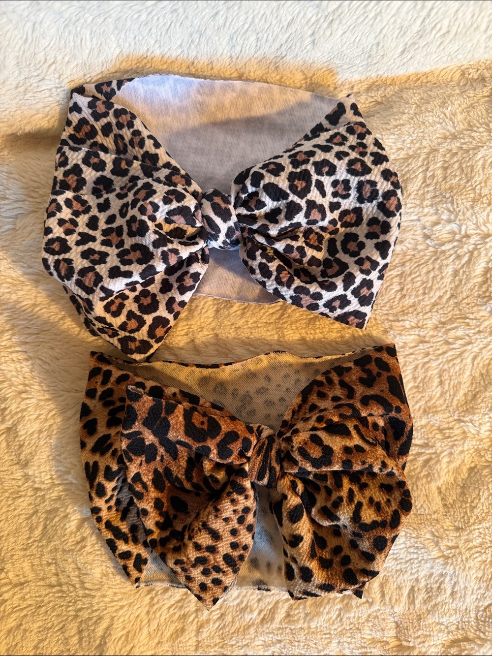 Leopard Print Bow Headbands for Kids - Brown & Tan